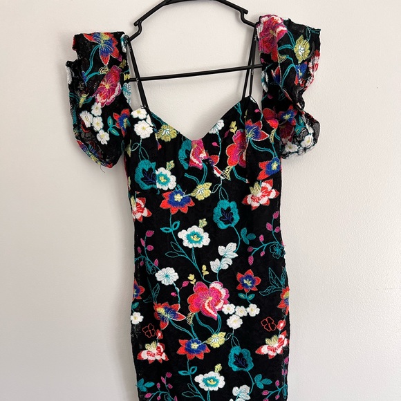 LULUS Black Lace Embroidered Dress - Picture 3 of 6